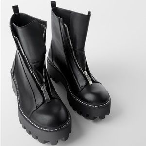 ZARA Zipper Low Heeled Ankle Boot